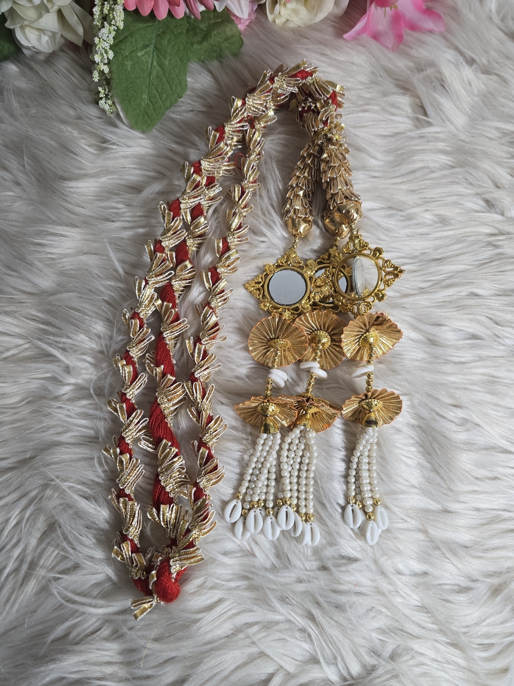 Traditional Red and Gold Bridal Latkan Tassel Accessory